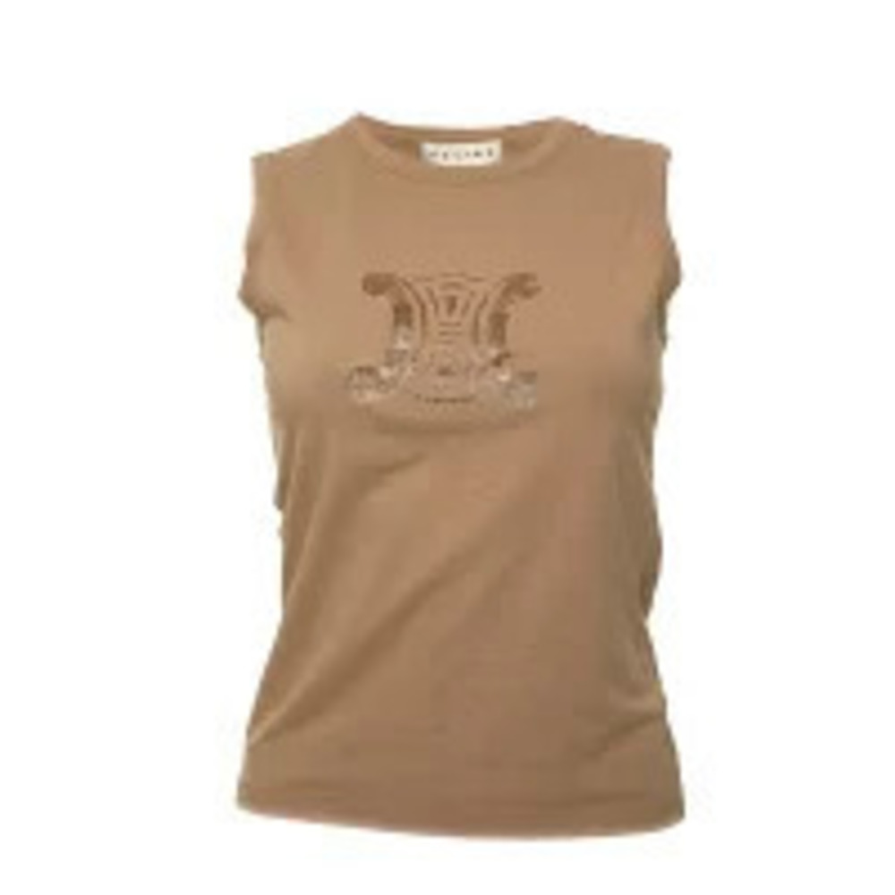Celine Triomphe Tank Top Beige Cream